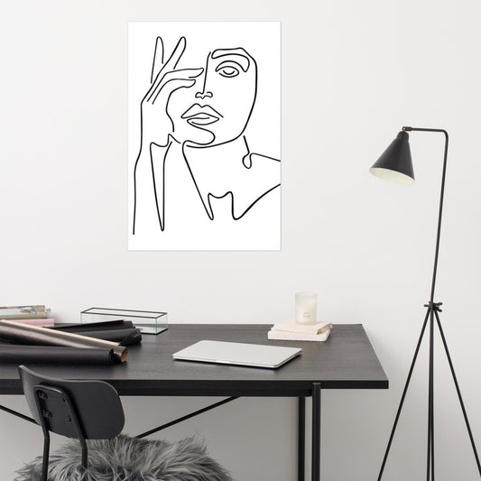 One Line Face No. 1 – Minimalist Black & White Art Print